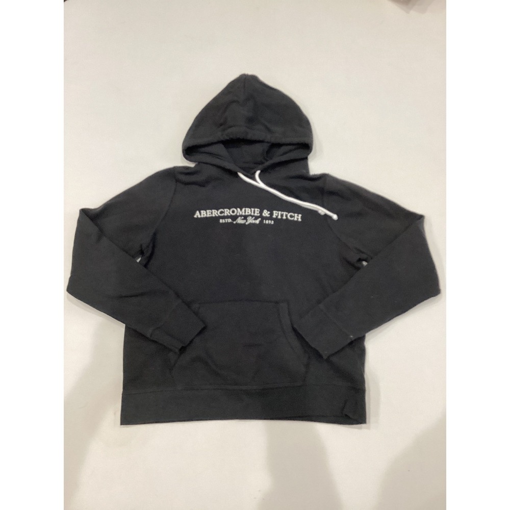 Abercrombie Fitch Black Hoodie Sweatshirt Soft A&F Collection Graphic Logo L